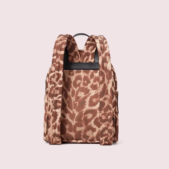 KATE SPADE Small Taylor Leopard Satin Nylon Backpack - Picture 6 of 7